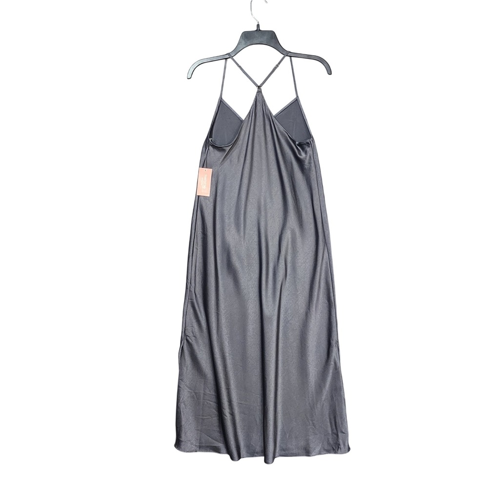 A New Day Satin Nightgown Sleeveless Crepe De Chine Ebony Gray V-Neck Midi XXL - Picture 3 of 5
